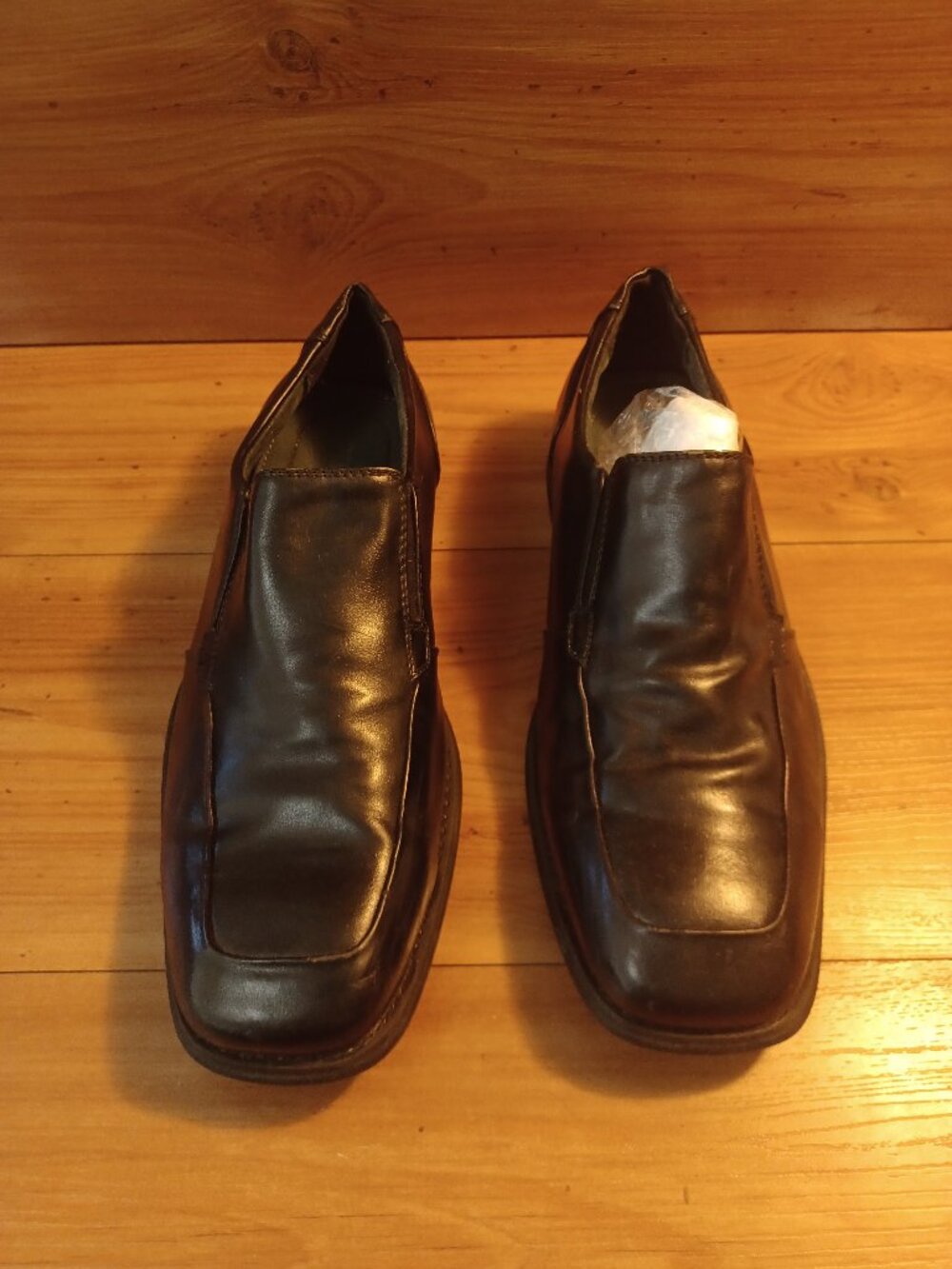 Apt.9 Black  Leather Loafers Slip-On Work Dress Shoes Square Toe Men's